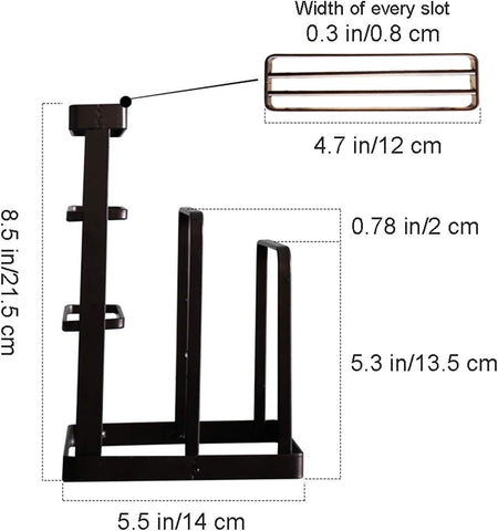 Metal Steel Cutting Board Holder Knife Block Kitchen Organizer Pantry Bakeware Rack Pan Pot Cover Lid Rack Stand (Bronze)