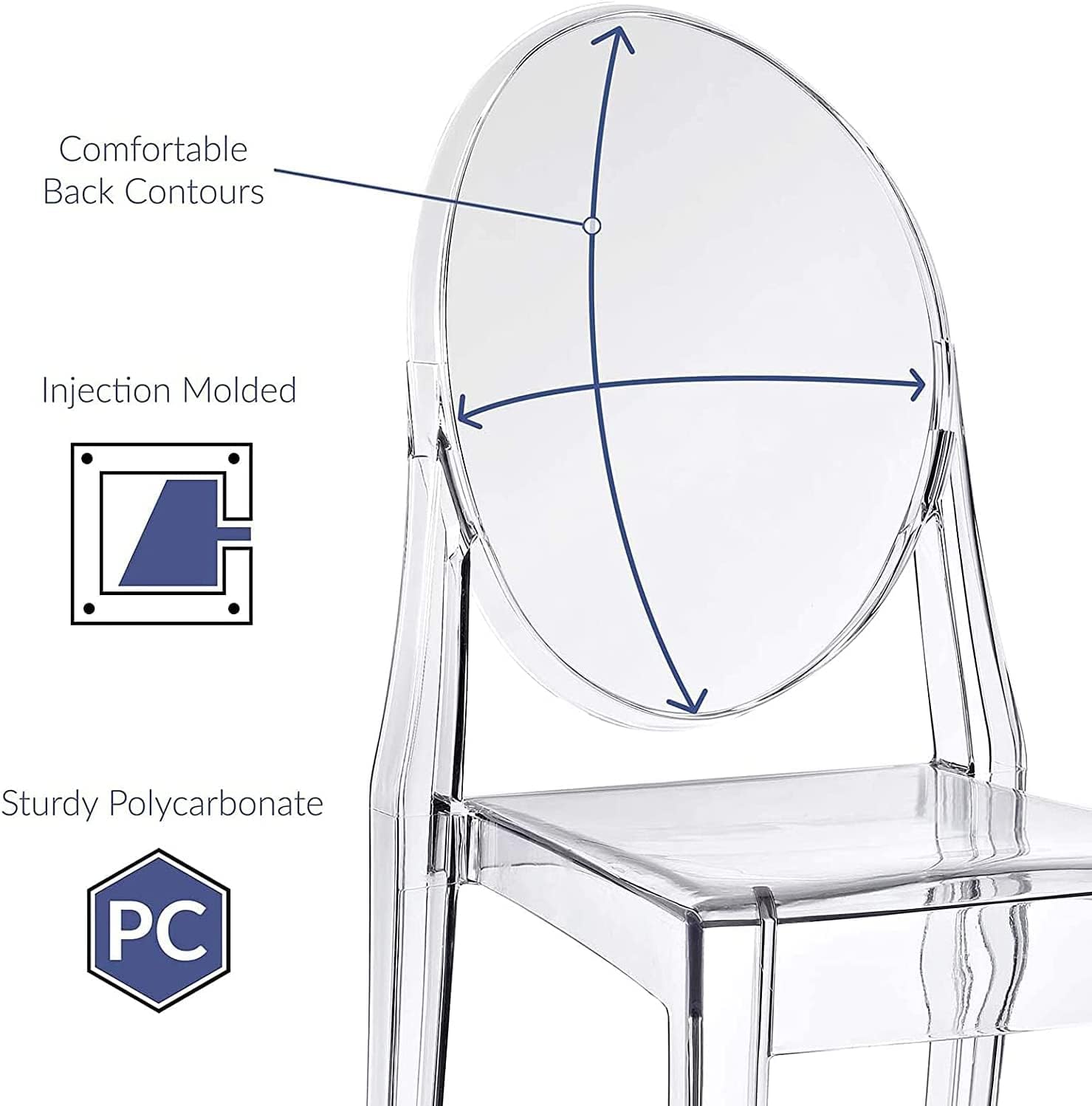 Olmecs Casper Modern Acrylic Stacking Kitchen ,Fully Assembled (No Arm Chair)
