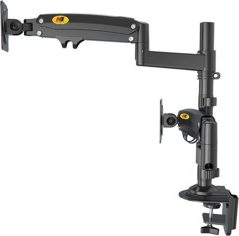 H180 Dual Screen Desktop Mount - Adjustable Monitor Arm for 22" to 32" Screens - Ergonomic Stand for 2 Monitors, Full Motion Swivel, Tilt, and Rotation - Black
