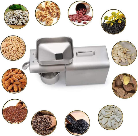 Olmecs Oil Press Machine 500 Watt Cold or Hot Press Automatic Olive Expeller Extractor Commercial Grade Stainless Steel Oil Extractor