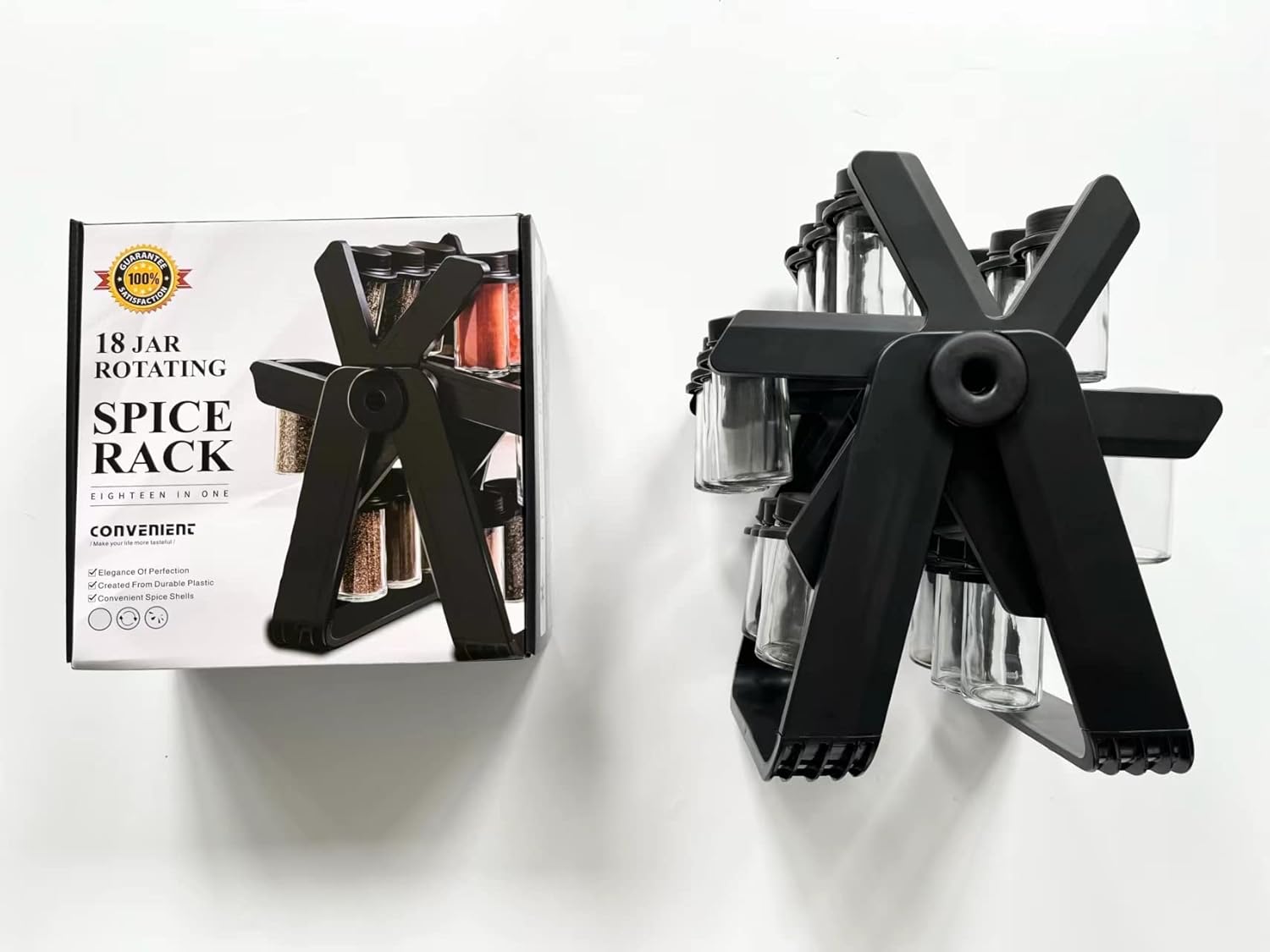 The Most Efficient and Convenient Spice Rack Set: Ferris Wheel Design with 18 Jars