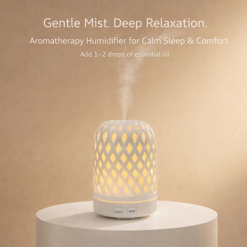 Flame Effect-Coffee Brown, Ultrasonic Aroma Diffuser with Warm LED  Essential Oil Humidifier, Quiet Mist Air Freshener-White (Copy) (Copy)