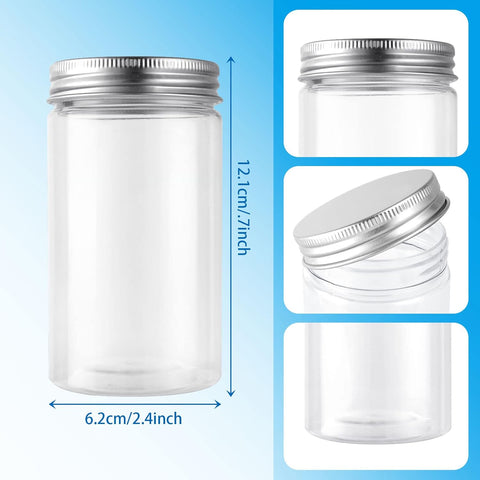 144 Pcs Pack 350ML Plastic Jars with Aluminium Lids Round Clear Food Storage Container