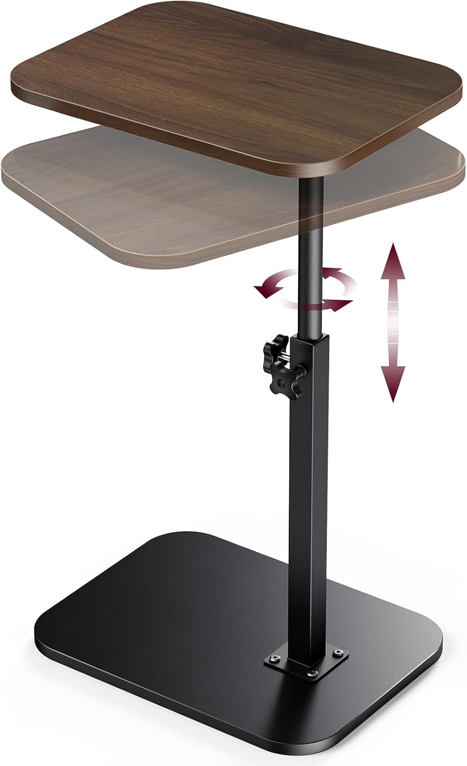 C-Shaped Adjustable Pedestal Side Table Night Stand with 360° Rotating Top
