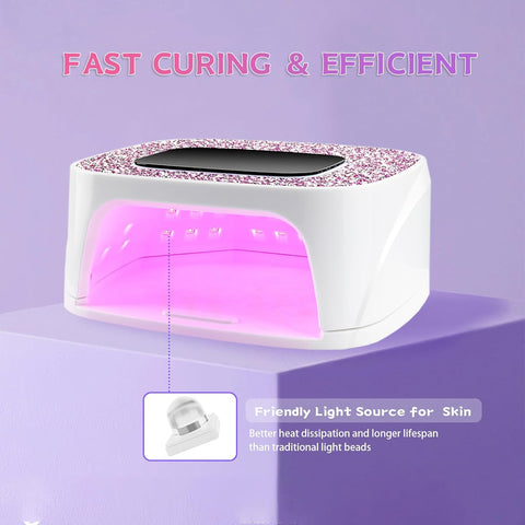 Cordless Nail Lamp 168W Rechargeable UV Light for Gel Nails LED Nail Dryer with 4 Timer