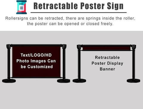 Poster Display Retractable Stanchions, Crowd Control Barrier Queue Line (120*75CM) - Olmecs