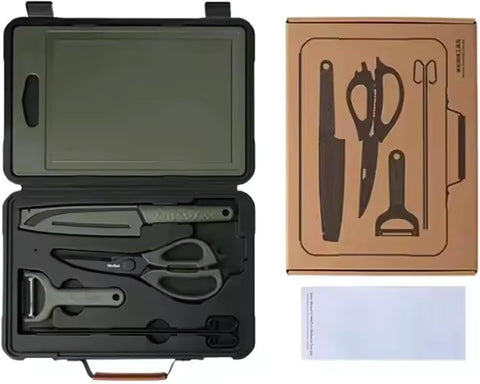 5-in-1 Premium Portable Kitchen Knife Set with Cutting Board