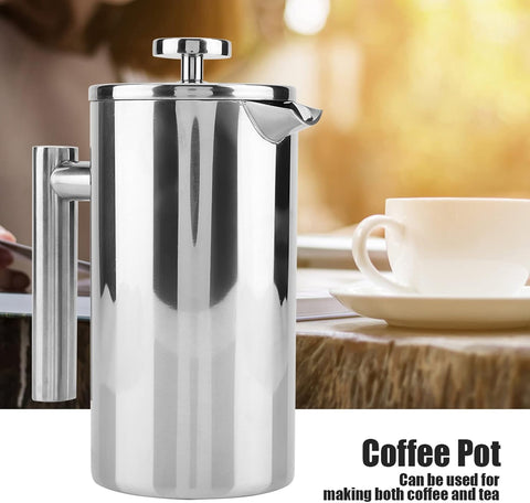 Olmecs French Press Coffee Maker, Sturdy Insulated Coffee Press, Stainless Steel Mini Camping Coffee Maker