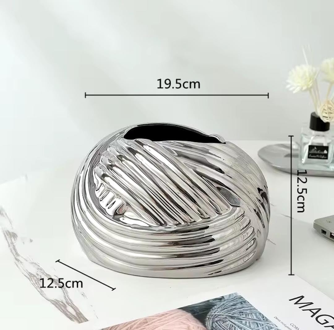 Liying Ceramic Rope Design Tissue Box (Silver)