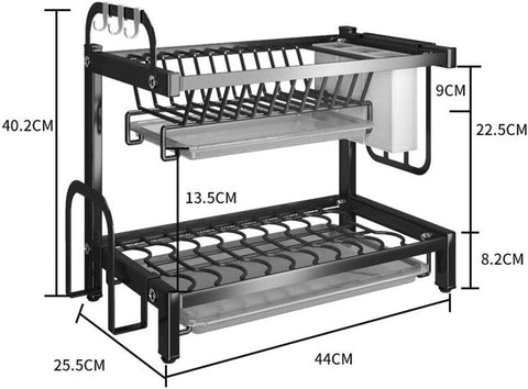 2 LAYER KITCHEN DISH RACK WITH UTENSIL & CUTTING BOARD HOLDER