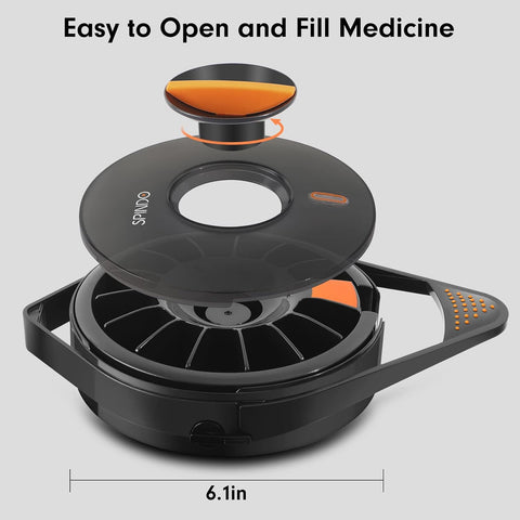 Fullicon Wall Mounted Medicine Organizer 14 Compartments, Large Quick Fill Pill Organizer Weekly, Child Proof Lock Pill Box