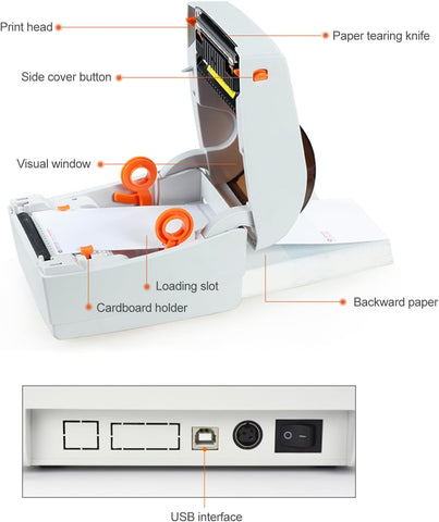 Thermal Label Printer 4 * 6in Labels Printing Machine USB Connection High Speed