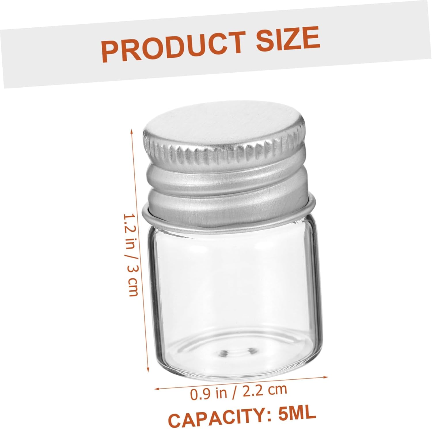 Willow Set of 12 Mini Wide Mouth Glass Bottles 5 ml Empty Decorative Glass Bottles with Aluminium Screw Cap