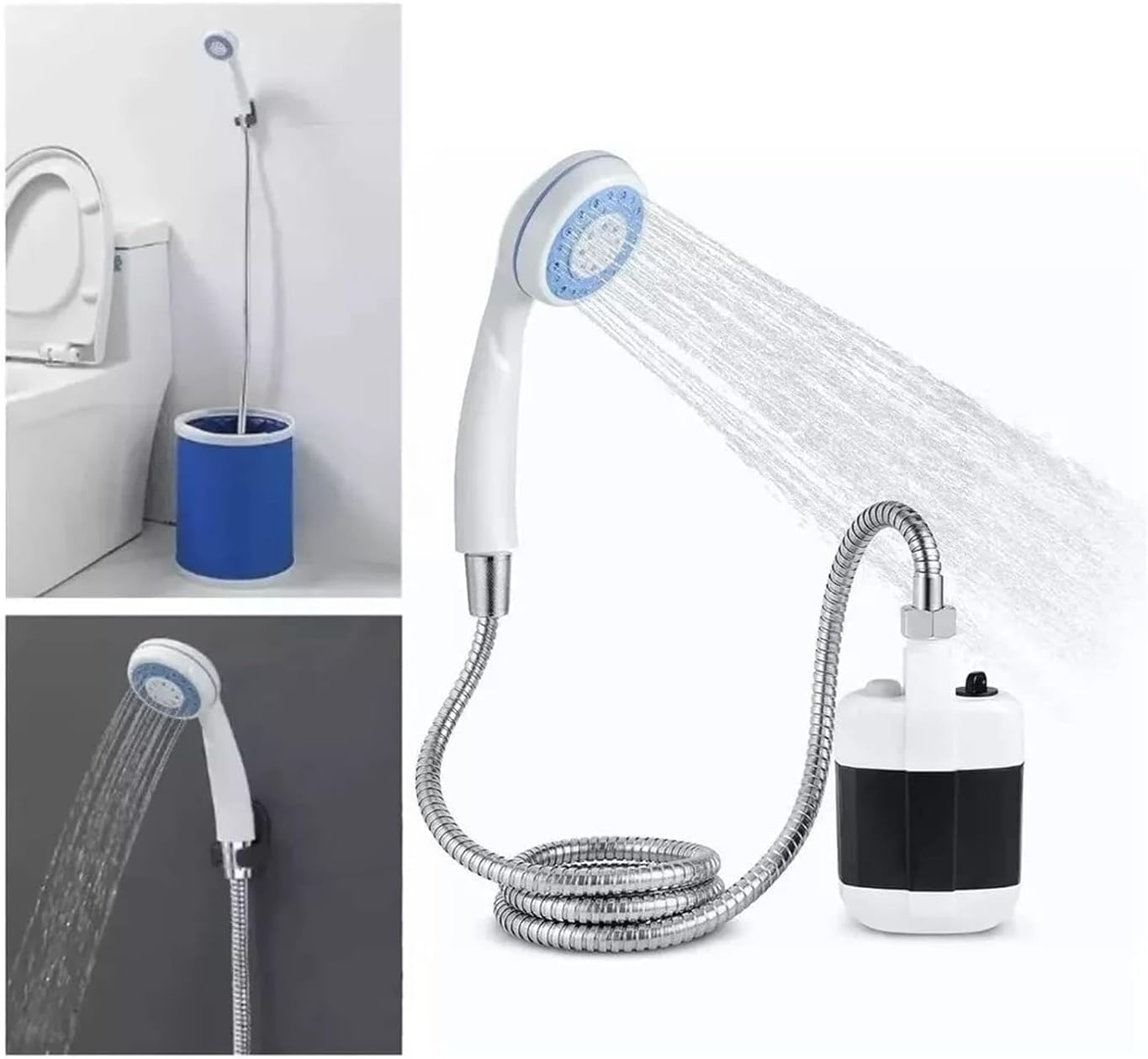 Electric Rechargeable Portable Camping Shower, Powered by Rechargeable Battery for Camping, Hiking, Traveling