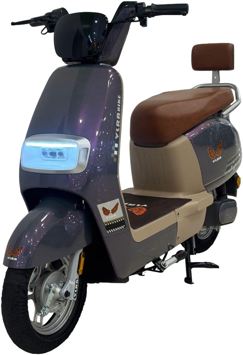 VLRA 48V20AH Mobility Scooters, Galaxy Purple and Beige, Digital Display Panel, Brown Leather Seat, 60 speed，