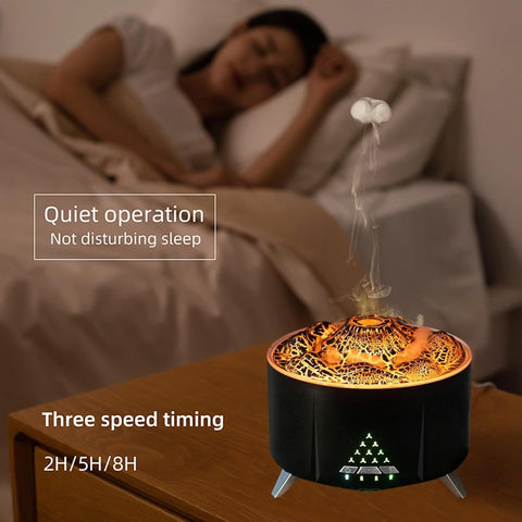 Flame Cool Mist Humidifier – Ultrasonic Essential Oil Diffuser with Color-Changing LED Lights Volcano Flame