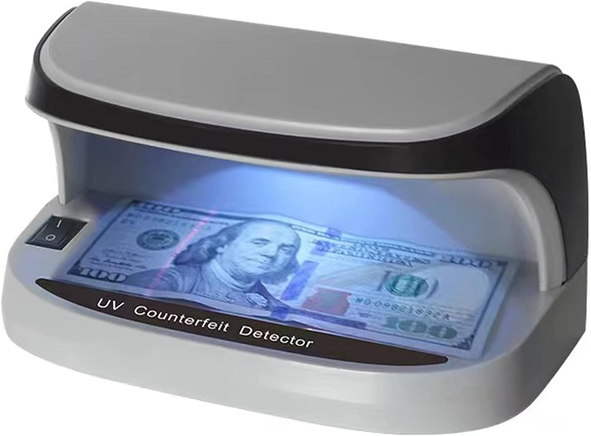 Olmecs UV Counterfeit Bill Money Detector, Small Footprint, Portable, Rechargeable