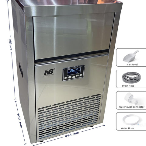 Commercial Ice Maker Stainless Steel, 144LBS/24H Under Counter Ice Maker Machine