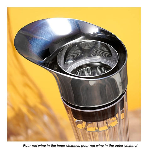 Waterfall Type Crystal Decanter Fast Home Wine Dispenser Manual Lead-Free Crystal Glass- 1100ml