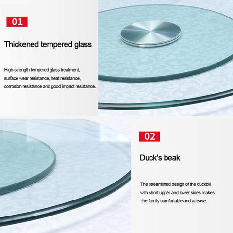 Large Rotating Tray For Kitchen Dining Table, Double Glass Design Transparent 80/100/120cm (Silver)