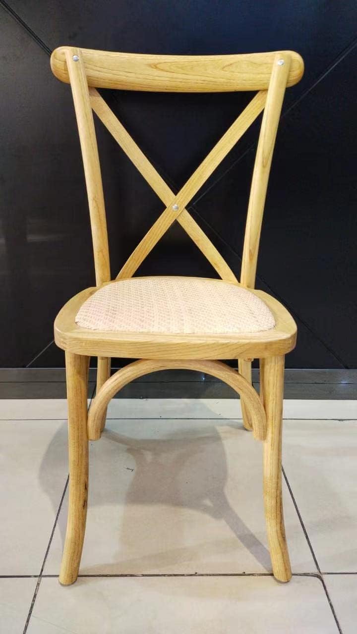Olmecs Stackable Solid Wood Dining Chair for Kitchen (Light Brown)