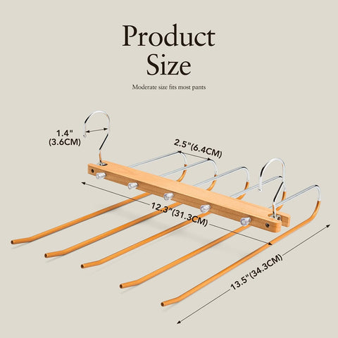Willow Pants Hangers Space Saving 4 Pack Wooden Multiple Pants Hangers