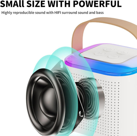 Mini Karaoke Machine with 2 Wireless Microphone, Portable Bluetooth Karaoke Speaker for Kids and Adults