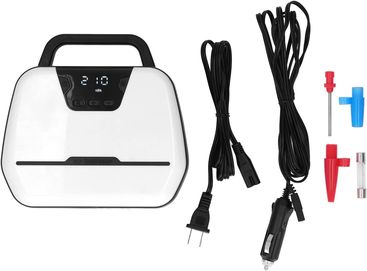 Car Air Pump, Double Cylinder 12V Electric Portable Tire Inflator with Auto Shut Off LED Light LCD Screen