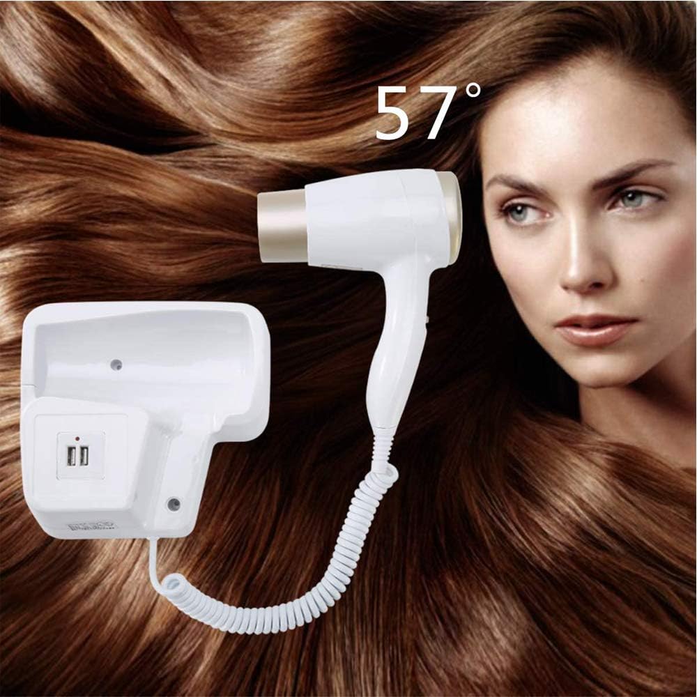 Lightweight Hotel Hair Dryer Wall Mounted, Quiet Professional Hairdryer for Home Bathroom
