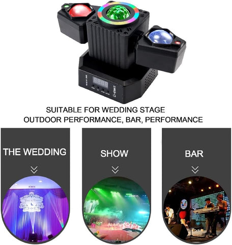 Olmecs 50W LED Beam Moving Head Light Red Green Laser Disco Light with Magic Ball Rotating Remote Control Suitable for DJ Party