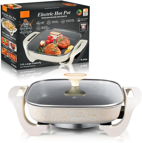 Electric Frying Pan Non-Stick, Multi-Function Cooker with 500W/1000W Power