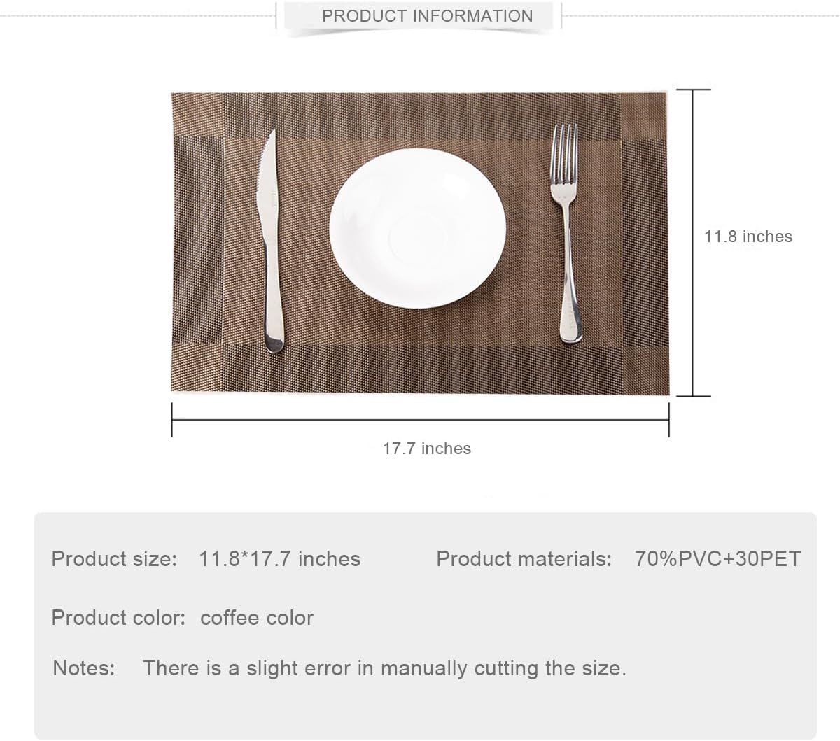 Simple PVC Dining Table Mat, Insulation Mat for Home, Restaurant, Hotel (10Pc Set)