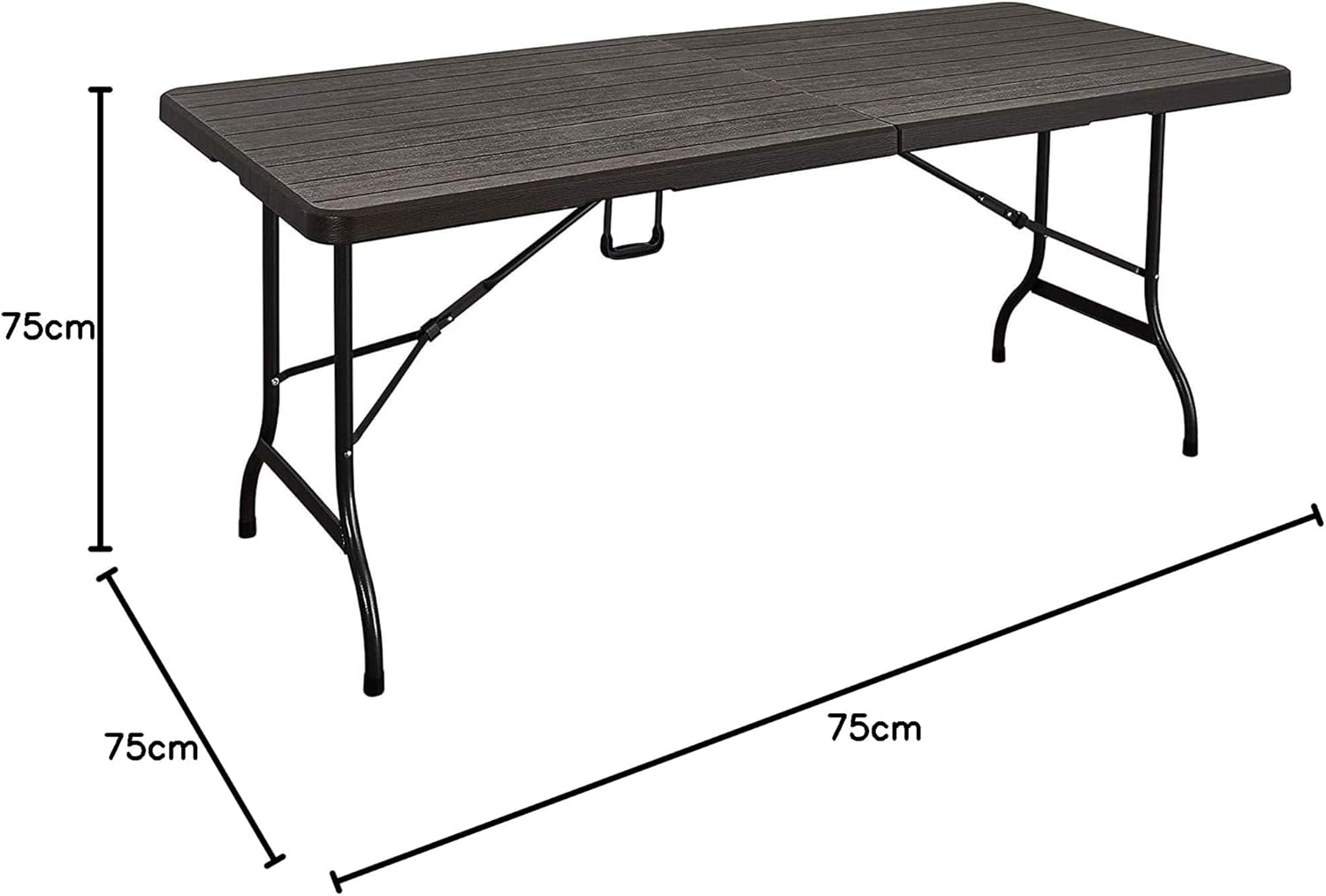 Olmecs Portable Plastic Folding Table SZK180 Brown Wood design 180 * 75cm for 6-8 person (Brown)