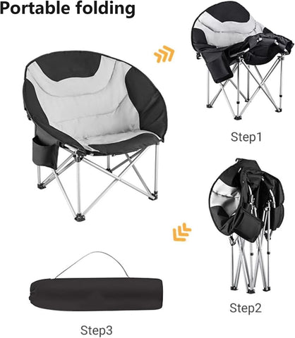 Foldable Moon Camping Chair Portable Lounge Chair with Cup Holder