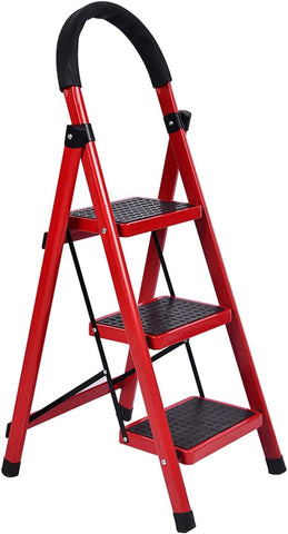 3 Step Ladder Folding Step Stool with Hand Grip Anti-Slip