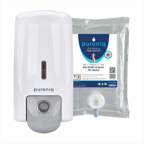 Puroniq Manual Hand Sanitizer Dispenser + 1 Liter Pouch