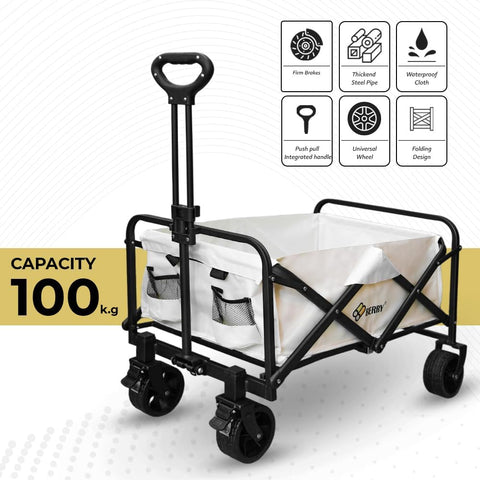 Olmecs 100KG Garden Trolley - Utility Transport Cart, Shopping Wagon with Wheels, Beach & Festival Trolley for Camping, Trips