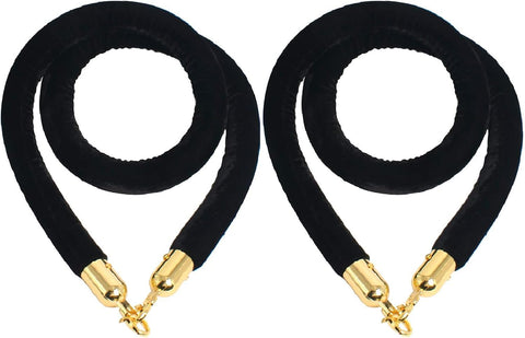 2 pcs Velvet Stanchion Rope, Crowd Control Rope Barrier with Polished Gold Hooks - Olmecs