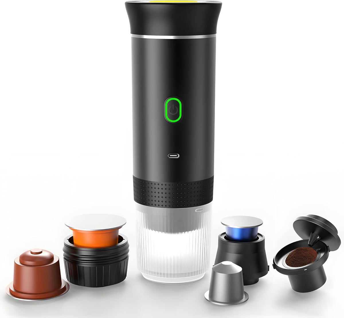 Portable Electric Pod Coffee Maker, Battery Powered for Camping and Travel, 12V Car Coffee Maker