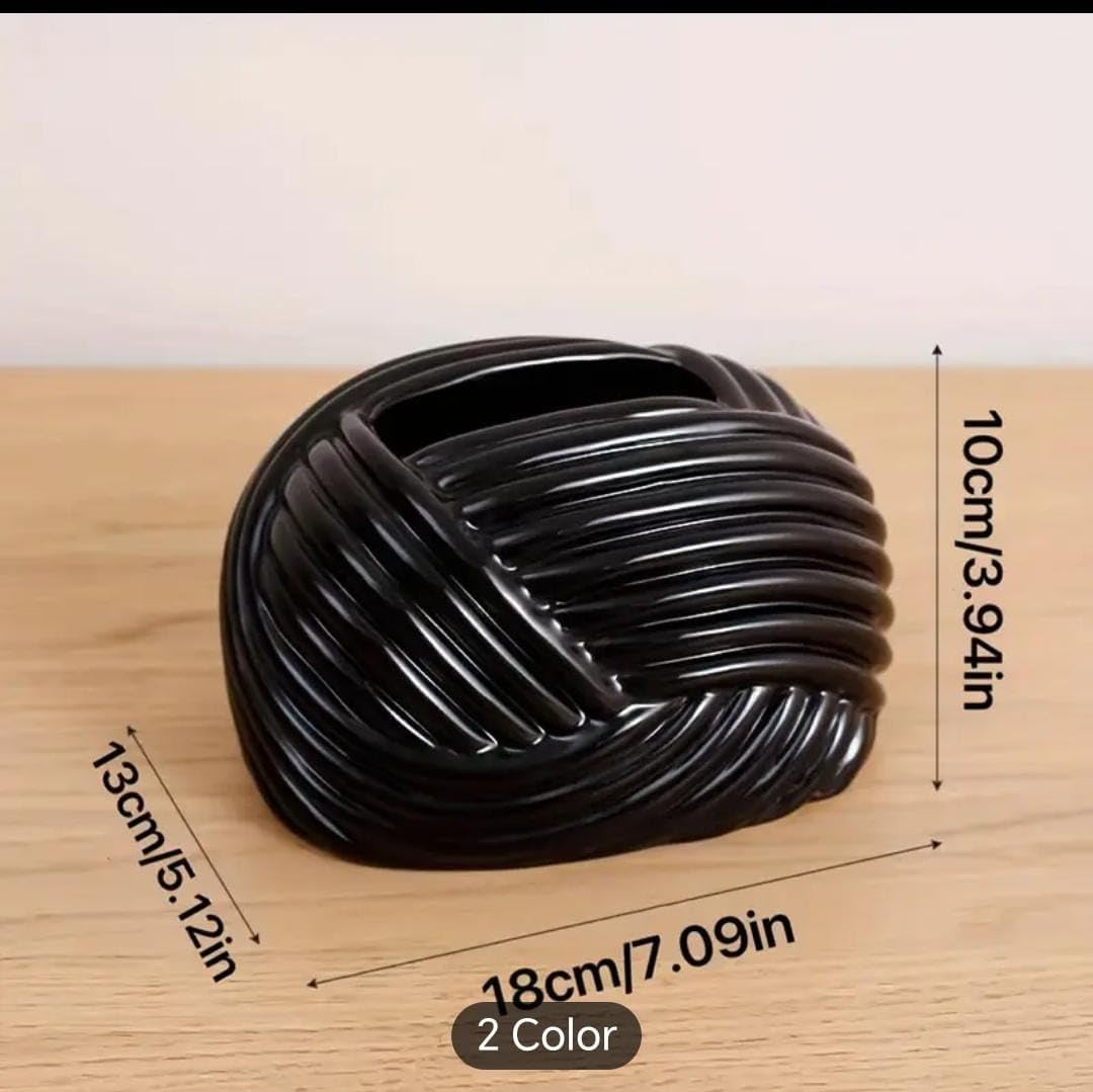Liying Ceramic Rope Design Tissue Box (Black)
