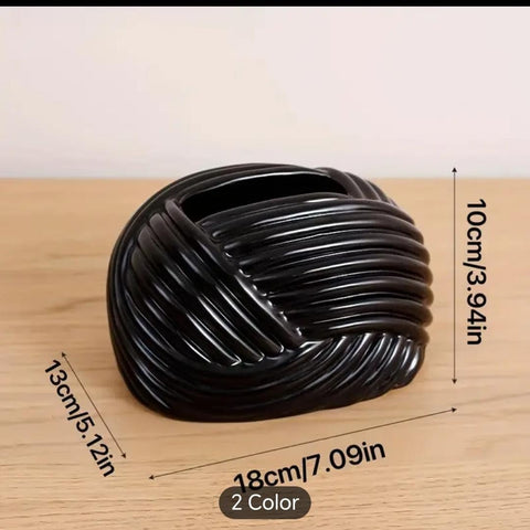 Liying Ceramic Rope Design Tissue Box (Black)