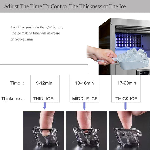 Commercial Ice Maker Stainless Steel, 144LBS/24H Under Counter Ice Maker Machine