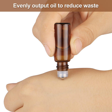 Willow Set of 24, 10ml / 5ml Amber Glass Bottles with Stainless Steel Roller Balls