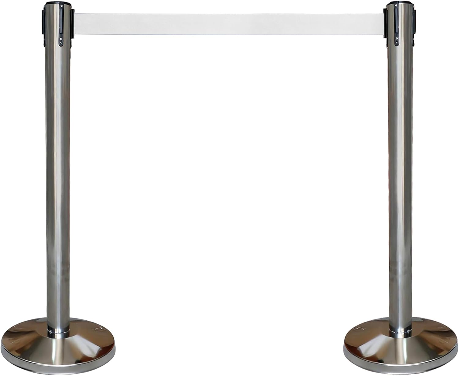 Crowd Control Barriers with Retractable Belt Stanchion  Pole For Crowd Control Silver/Black (Set of 2)