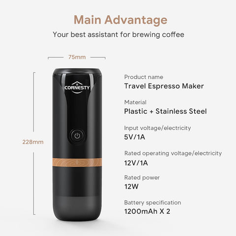 Portable Coffee Maker, Rechargeable 2 in 1 Small Travel Espresso Machine