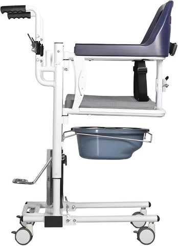 ENJOYCARE Hydraulic Patient Lift Transfer Chair - Adjustable Height, Soft Toilet Seat, 150kg Capacity, Bathroom Wheelchair