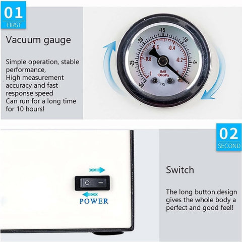 Portable Laboratory Vacuum Pump with Oil-Free Membrane, 10L/min Fast Pumping Speed