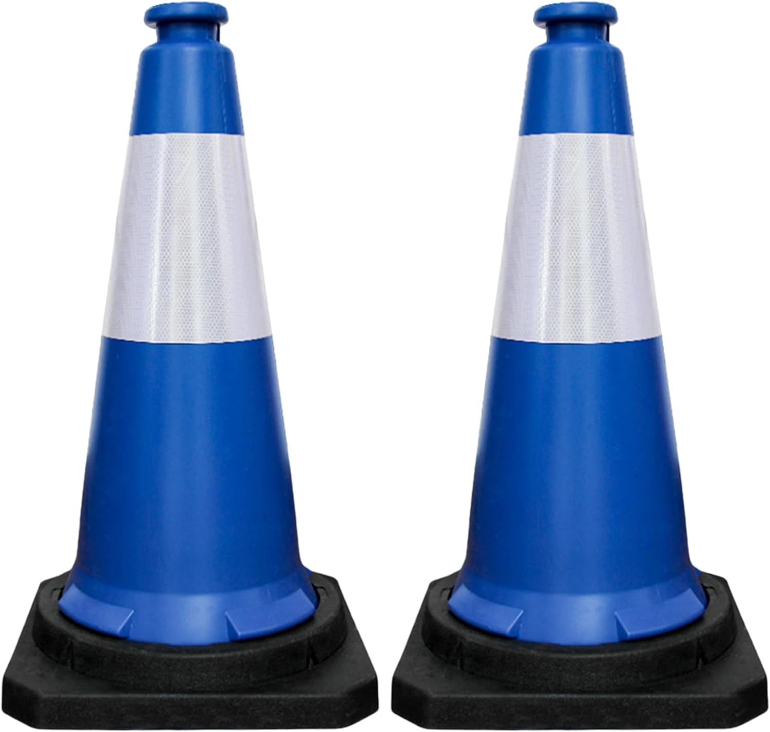 Olmecs 75 CM Road Safety Reflective Traffic Portable Wind Resistant Traffic Cone with Black Base (2 Cones)