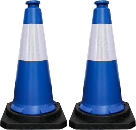 Olmecs 75 CM Road Safety Reflective Traffic Portable Wind Resistant Traffic Cone with Black Base (2 Cones)