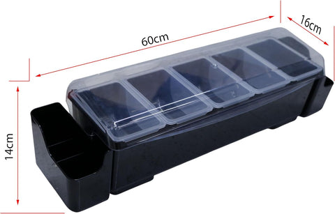 Olmecs Chilled Condiment Server, Fruit, Veggie & Condiment Caddy with Lid Dispenser Tray Plastic Garnish Station for Bartending & Serving Taco
